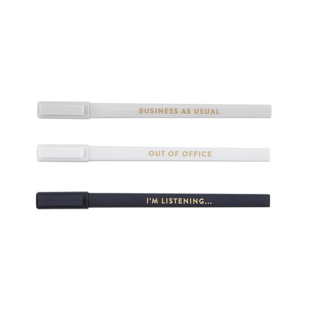 Stylish Boxed Set Medium Ballpoint Pen Set  w/ Fun Workday messages Black Ink